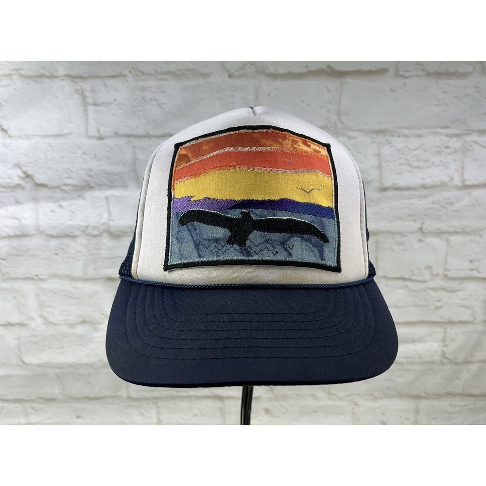 VTG Sunset Mesh SnapBack Trucker Hat Navy Blue One Size USA KC Adjustable Cap